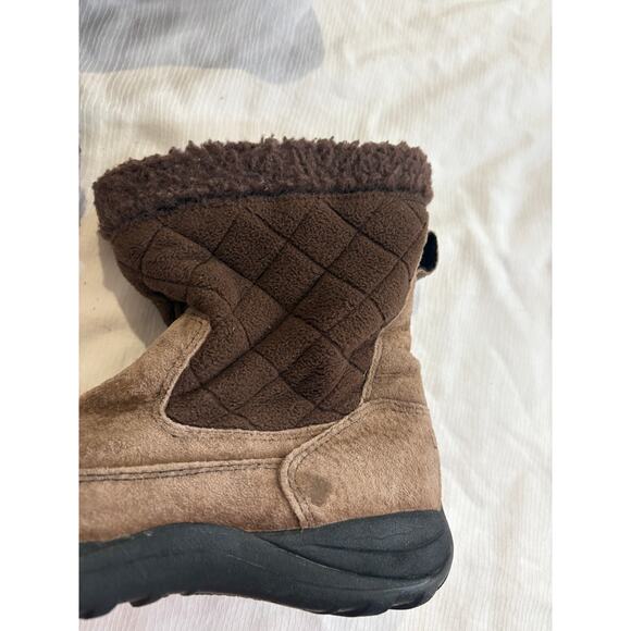 LL Bean Winter Boots Zip Brown Quilted Sherpa Cuff Primaloft Womens 9 - Picture 9 of 13
